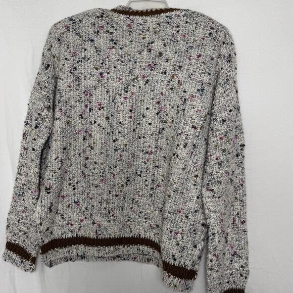 Mystree Women’s M Sweater Gray Confetti Knit V-Neck Pullover Donegal Tweed Style - Picture 6 of 8